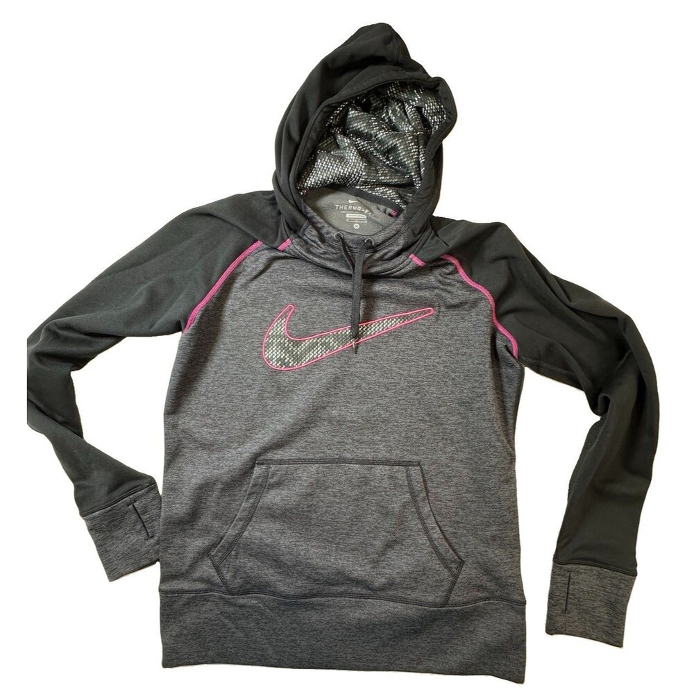 Nike Women's Therma-FIT Black & Charcoal Hooded Sweater,  Size M